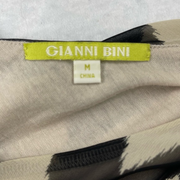 Gianni Bini Dress Womens Medium Black Cream Chevron Chiffon Adele Blissful Beach - Picture 7 of 11